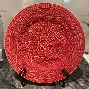 Morning Glory by Bordallo Pinheiro Dinner Plate in Red